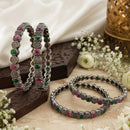 Js Fashion  Oxidized Silver Traditional Designer Set of 4 Bangles for Women