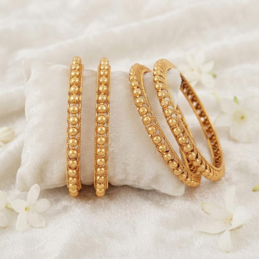 Js Fashion  High Gold Ball Chain Design 4 Bangles Set