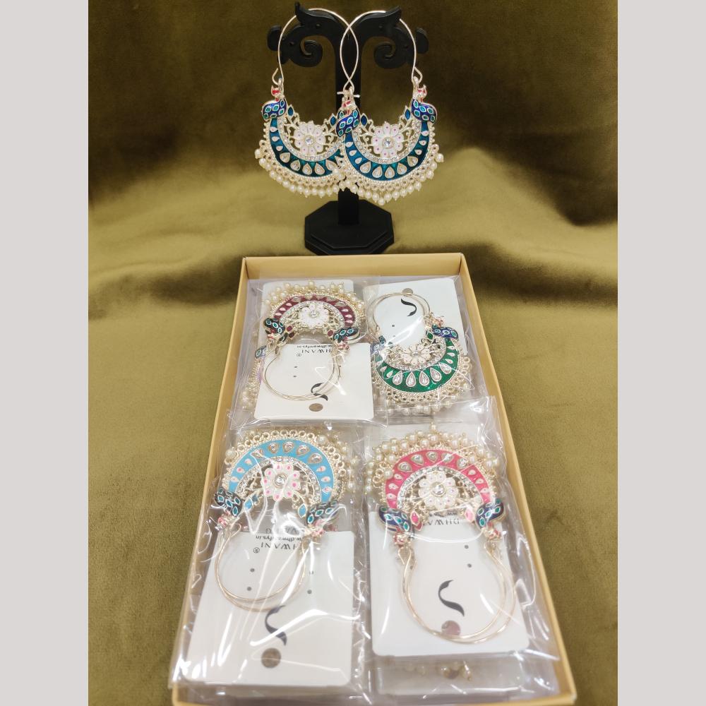 Dhwani Handcrafted Kundan And Pearl Meenakari Hanging Dangler Earrings