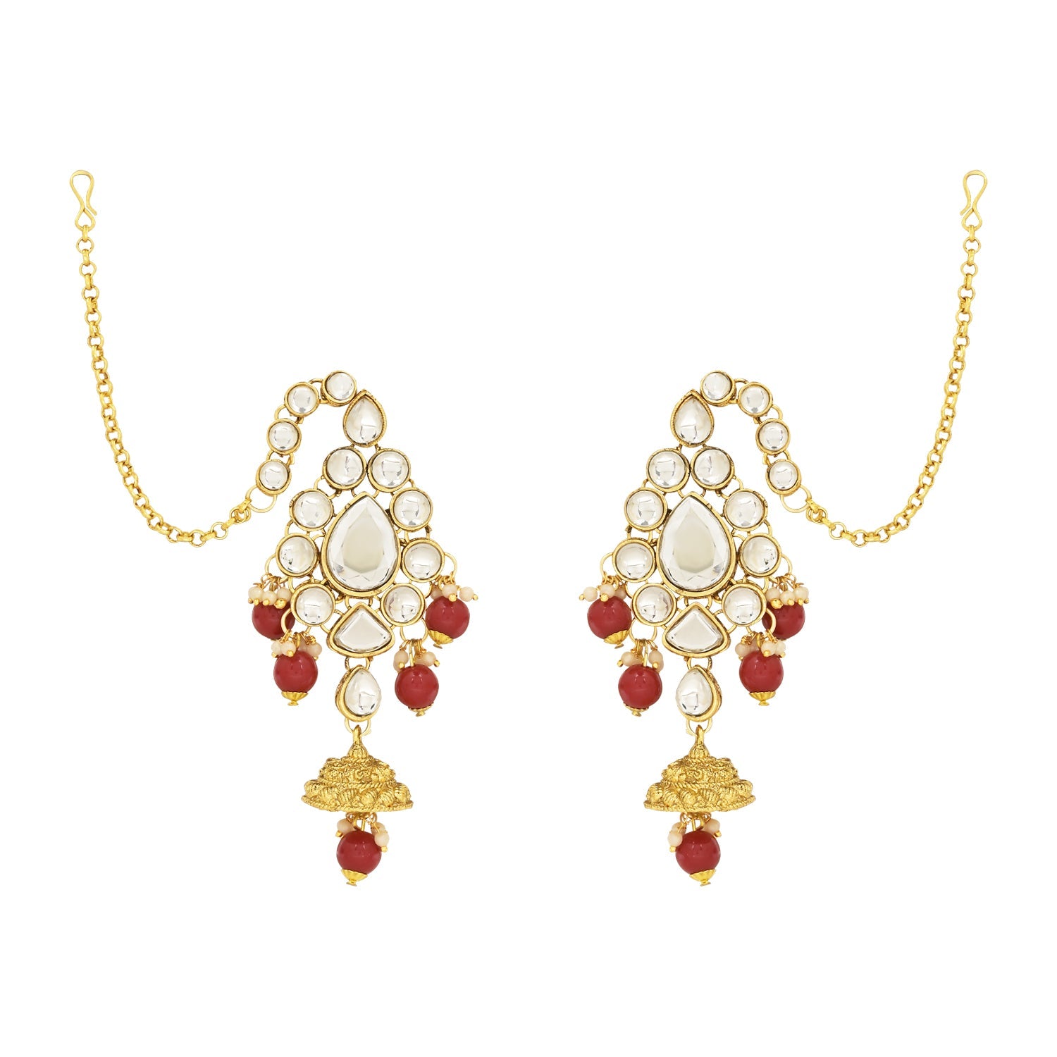 Etnico Wedding Collection Traditional Ethnic Gold Plated Pearl & Kundan Stone Work Bridal Jewellery Set For Women