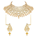 Etnico Wedding Collection Traditional Ethnic Gold Plated Pearl & Kundan Stone Work Bridal Jewellery Set For Women