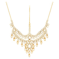 Etnico Wedding Collection Traditional Ethnic Gold Plated Pearl & Kundan Stone Work Bridal Jewellery Set For Women