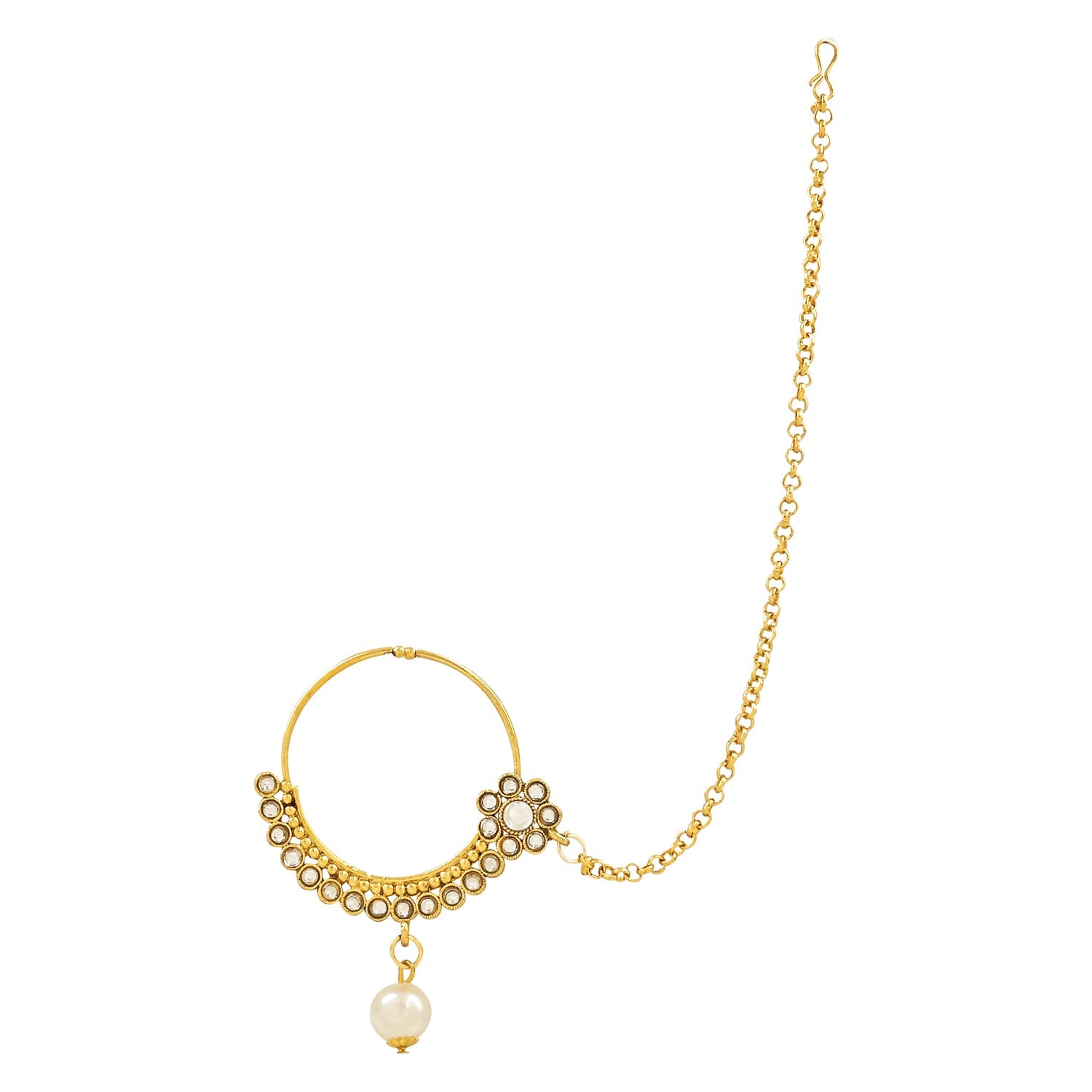 Etnico Wedding Collection Traditional Ethnic Gold Plated Pearl & Kundan Stone Work Bridal Jewellery Set For Women