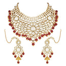 Etnico Wedding Collection Traditional Ethnic Gold Plated Pearl & Kundan Stone Work Bridal Jewellery Set For Women
