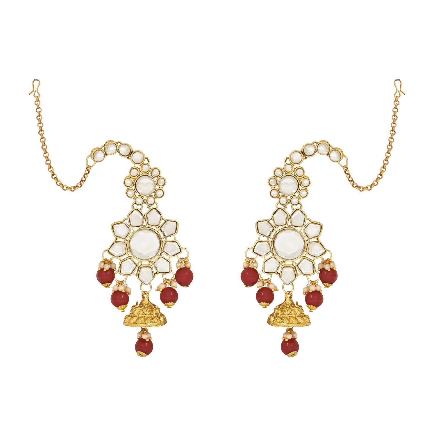 Etnico Wedding Collection Traditional Ethnic Gold Plated Pearl & Kundan Stone Work Bridal Jewellery Set For Women