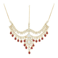 Etnico Wedding Collection Traditional Ethnic Gold Plated Pearl & Kundan Stone Work Bridal Jewellery Set For Women