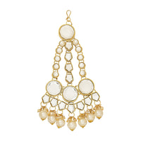 Etnico Wedding Collection Traditional Ethnic Gold Plated Pearl & Kundan Stone Work Bridal Jewellery Set For Women