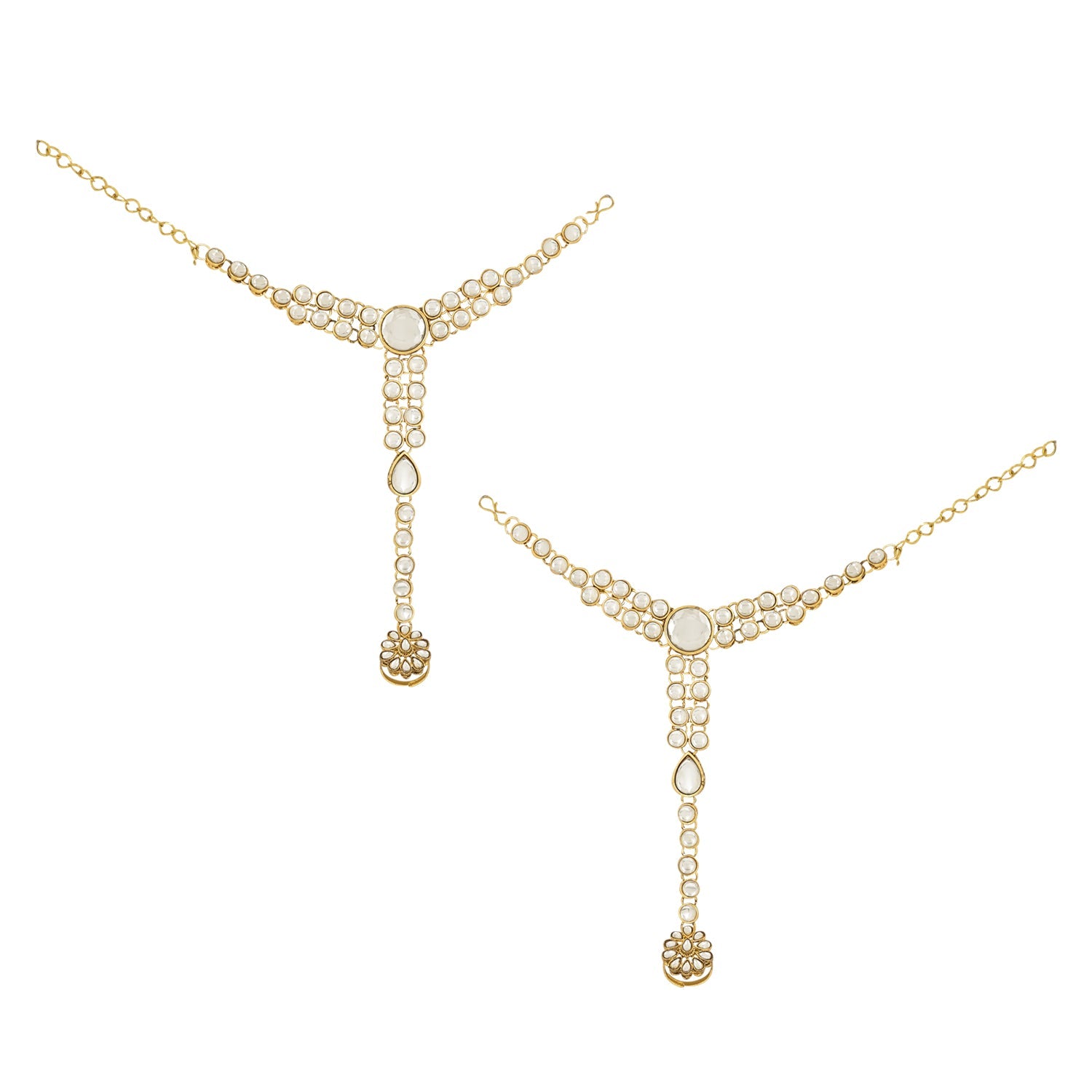 Etnico Wedding Collection Traditional Ethnic Gold Plated Pearl & Kundan Stone Work Bridal Jewellery Set For Women