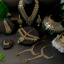 Etnico Wedding Collection Traditional Ethnic Gold Plated Pearl & Kundan Stone Work Bridal Jewellery Set For Women