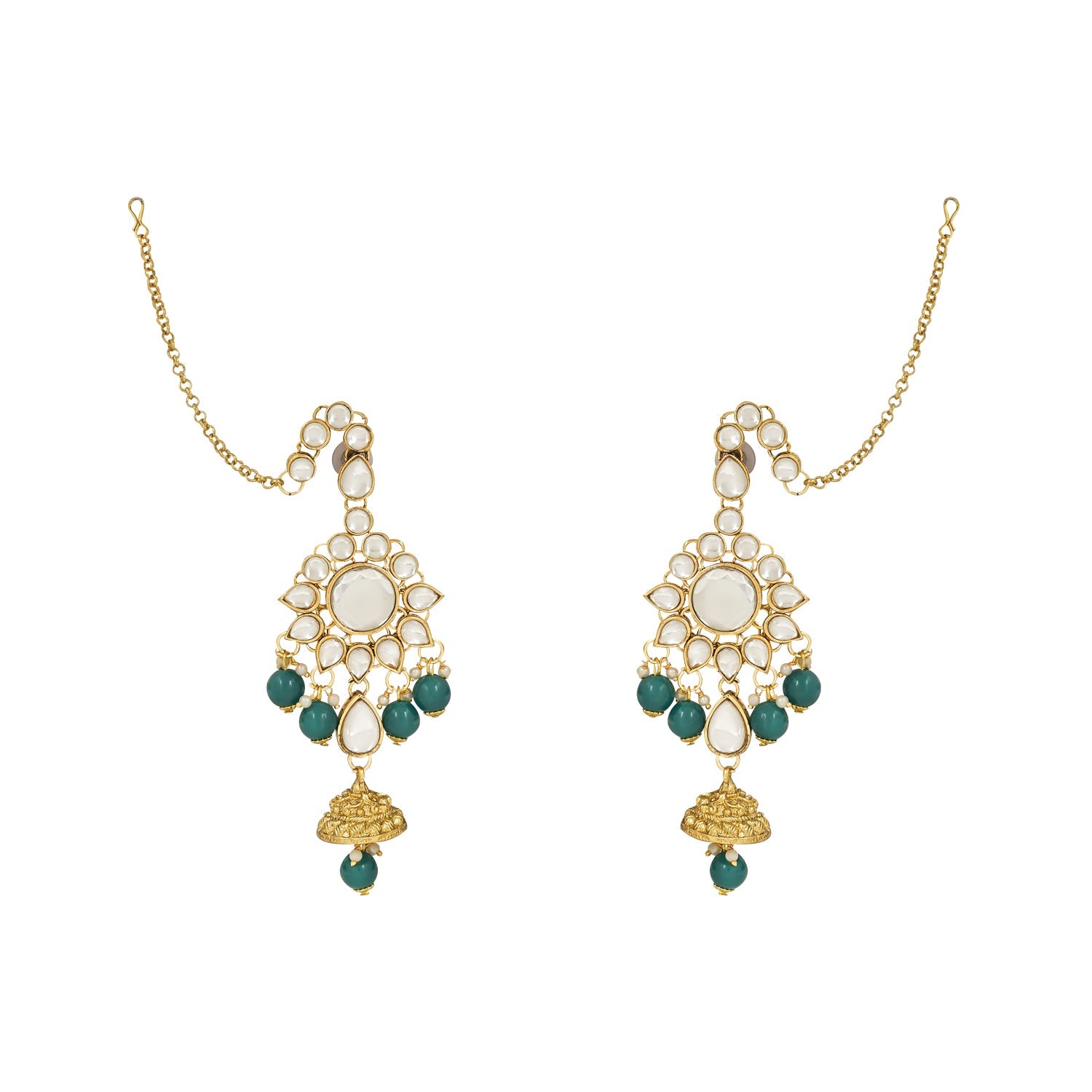 Etnico Wedding Collection Traditional Ethnic Gold Plated Pearl & Kundan Stone Work Bridal Jewellery Set For Women