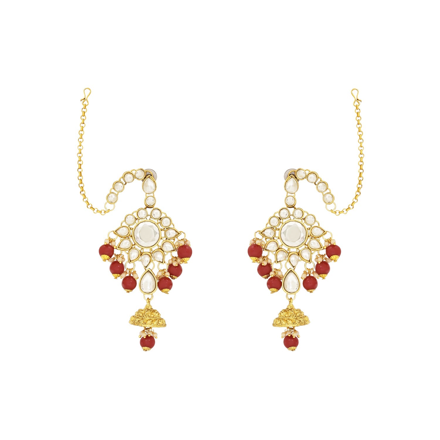 Etnico Wedding Collection Traditional Ethnic Gold Plated Pearl & Kundan Stone Work Bridal Jewellery Set For Women