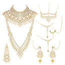 Etnico Wedding Collection Traditional Ethnic Gold Plated Pearl & Kundan Stone Work Bridal Jewellery Set For Women