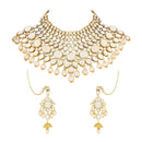 Etnico Wedding Collection Traditional Ethnic Gold Plated Pearl & Kundan Stone Work Bridal Jewellery Set For Women