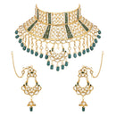 Etnico Wedding Collection Traditional Ethnic Gold Plated Pearl & Kundan Stone Work Bridal Jewellery Set For Women
