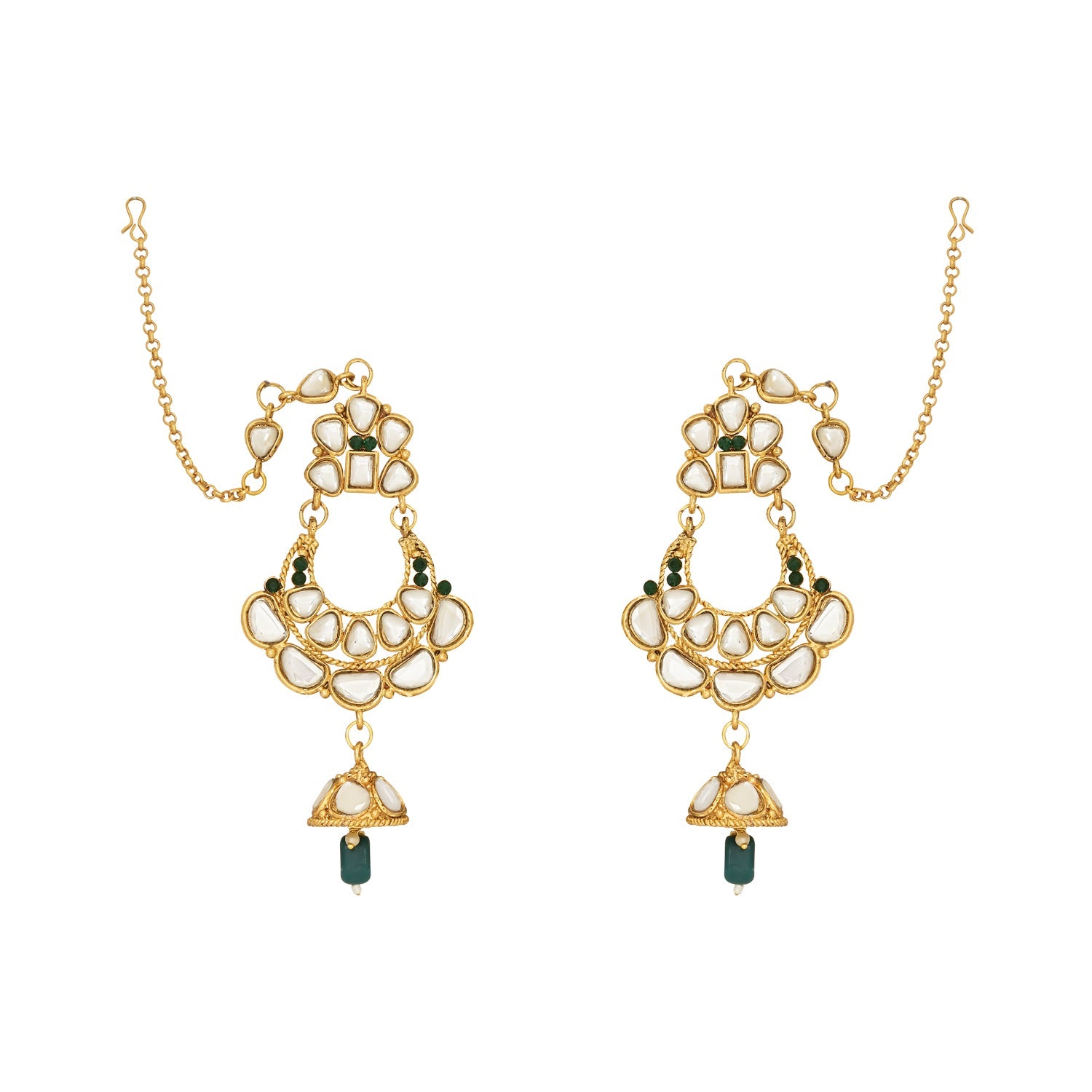 Etnico Wedding Collection Traditional Ethnic Gold Plated Pearl & Kundan Stone Work Bridal Jewellery Set For Women