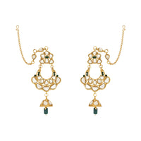 Etnico Wedding Collection Traditional Ethnic Gold Plated Pearl & Kundan Stone Work Bridal Jewellery Set For Women