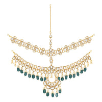 Etnico Wedding Collection Traditional Ethnic Gold Plated Pearl & Kundan Stone Work Bridal Jewellery Set For Women