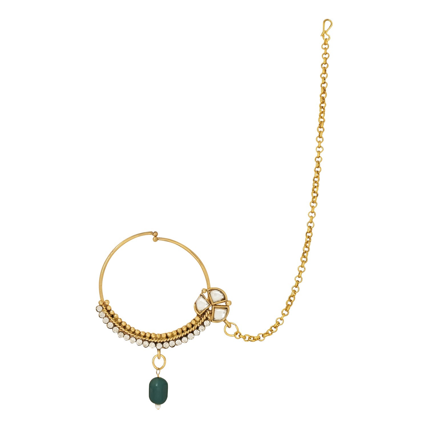 Etnico Wedding Collection Traditional Ethnic Gold Plated Pearl & Kundan Stone Work Bridal Jewellery Set For Women