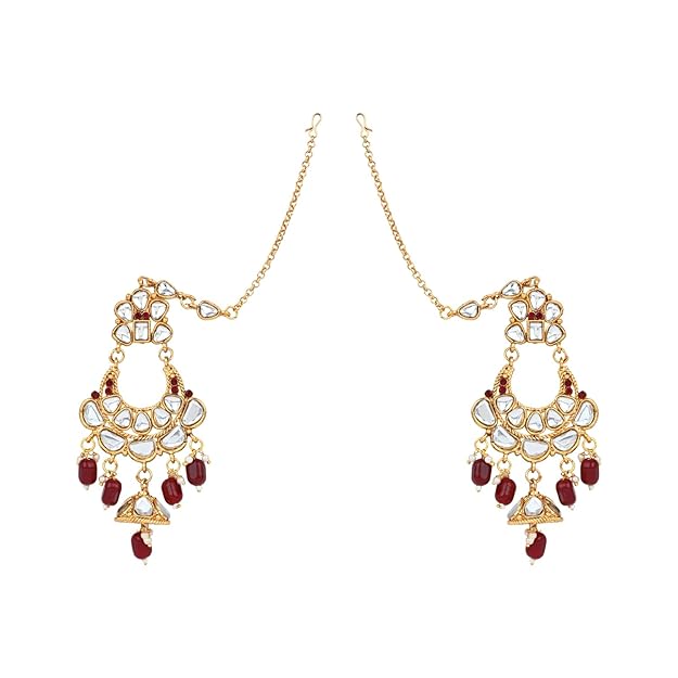 Etnico Wedding Collection Traditional Ethnic Gold Plated Pearl & Kundan Stone Work Bridal Jewellery Set For Women