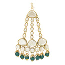 Etnico Wedding Collection Traditional Ethnic Gold Plated Pearl & Kundan Stone Work Bridal Jewellery Set For Women