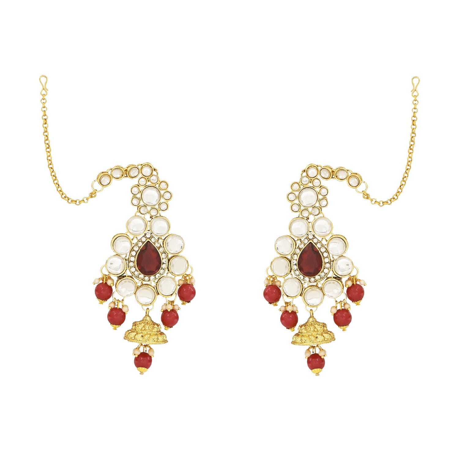 Etnico Wedding Collection Traditional Ethnic Gold Plated Pearl & Kundan Stone Work Bridal Jewellery Set For Women