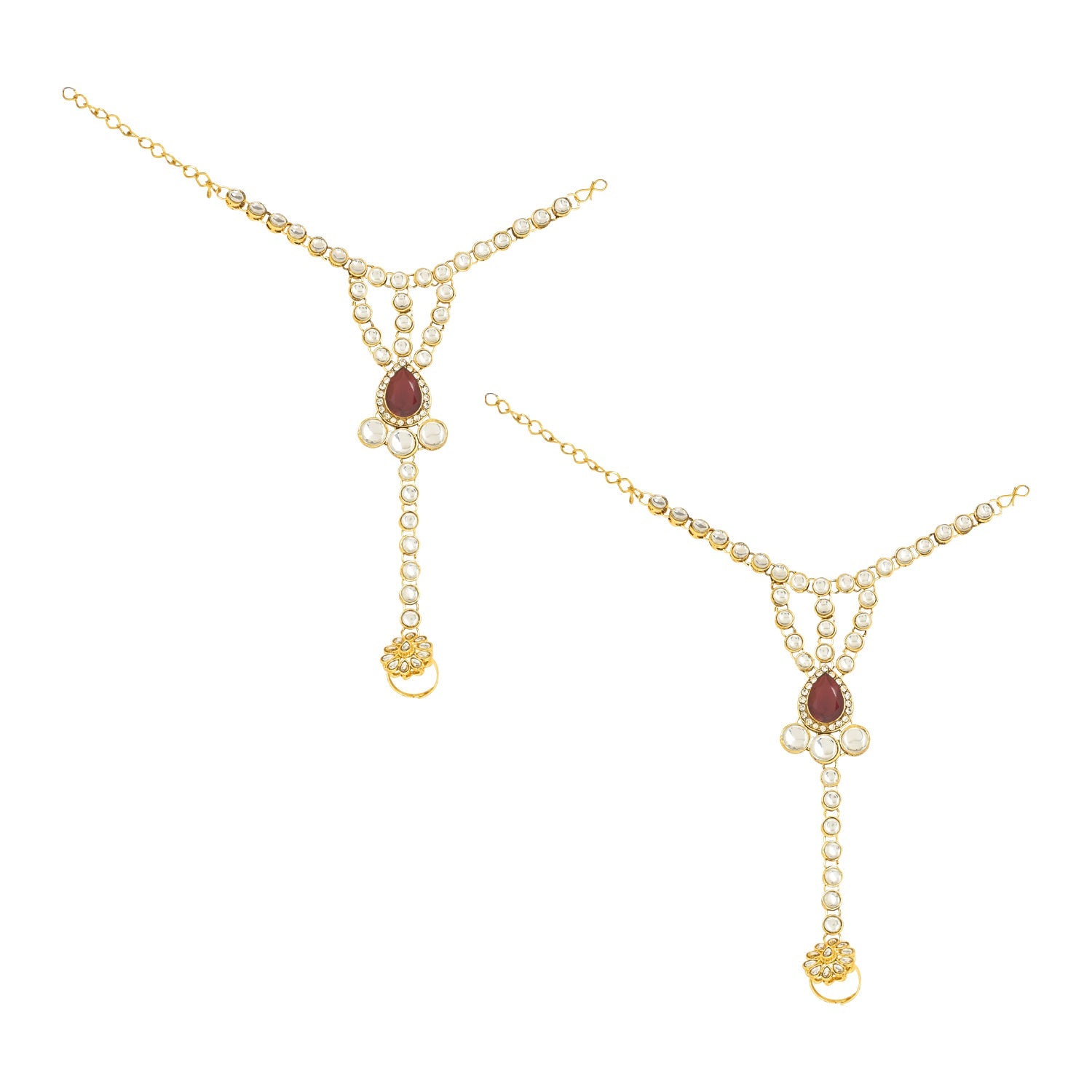 Etnico Wedding Collection Traditional Ethnic Gold Plated Pearl & Kundan Stone Work Bridal Jewellery Set For Women