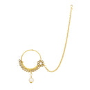 Etnico Wedding Collection Traditional Ethnic Gold Plated Pearl & Kundan Stone Work Bridal Jewellery Set For Women