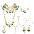 Etnico Wedding Collection Traditional Ethnic Gold Plated Pearl & Kundan Stone Work Bridal Jewellery Set For Women