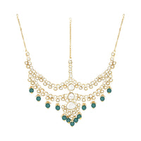 Etnico Wedding Collection Traditional Ethnic Gold Plated Pearl & Kundan Stone Work Bridal Jewellery Set For Women