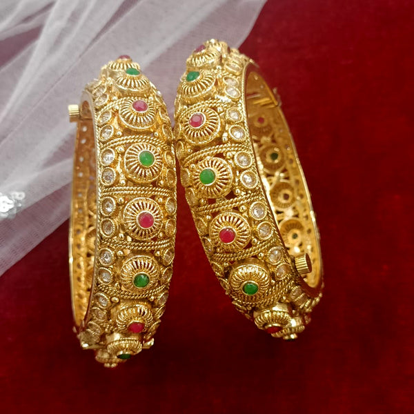 Exotica Collection Gold Plated Pota Stone Openable Kada