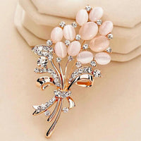 Mahi Rose Gold Plated Opal Wheat Flower Bouquet Dress Scarf Brooch / Saree Pin for Women (BP1101121ZWhi)