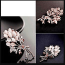 Mahi Rose Gold Plated Opal Wheat Flower Bouquet Dress Scarf Brooch / Saree Pin for Women (BP1101121ZWhi)