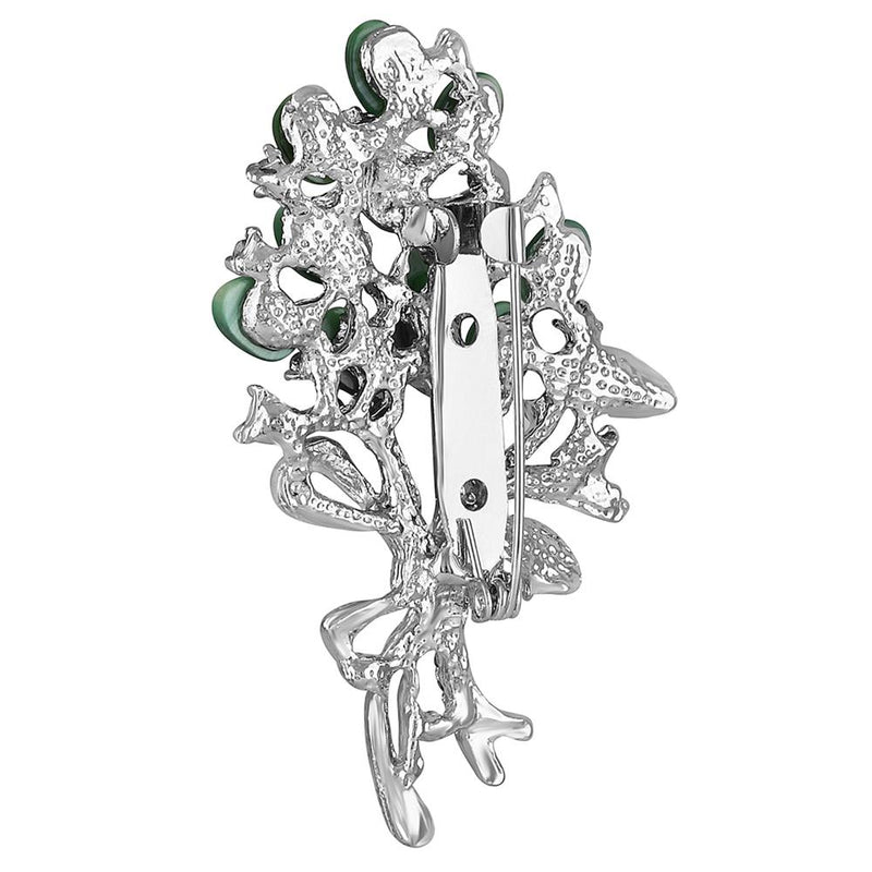 Mahi Green and White Crystals Opal Wheat Flower Bouquet Dress Scarf Brooch / Saree Pin for Women (BP1101122RGre)