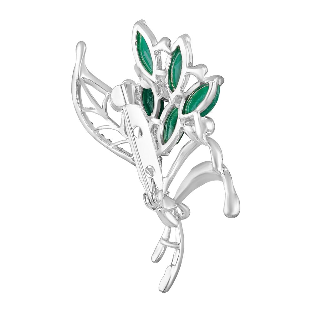 Mahi Green and White Crystals Studded Bouquet Saree Pin Brooch for Women (BP1101173RGre)