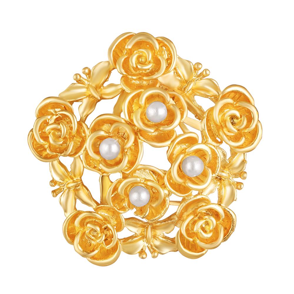 Mahi Rose Flower Bouquet Saree Pin Brooch with Artificial Beads for Women (BP1101176GWhi)