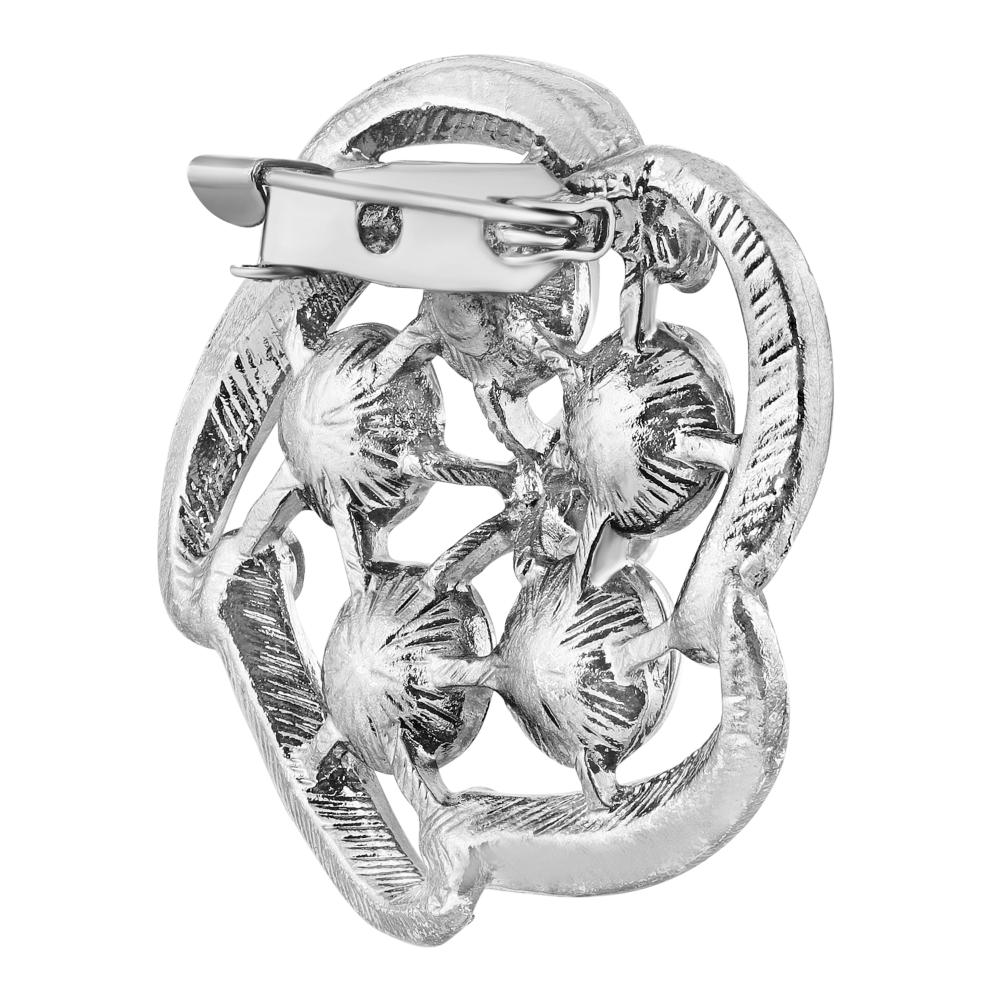 Mahi Rhodium Plated Pink and White Crystal Studded Saree Pin Brooch for Women (BP1101178RPin)
