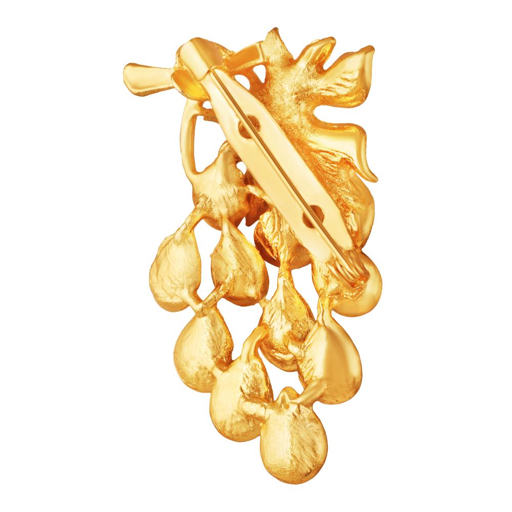 Mahi Gold Plated Multicolor Crystals Vintage Leaf Saree Pin Brooch for Women (BP1101180GMul)