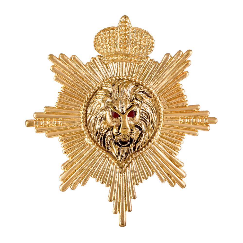 Mahi Crown and Roaring Lion-Shaped Wedding Brooch / Lapel Pin for Men (BP1101182G)