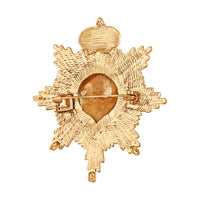 Mahi Crown and Roaring Lion-Shaped Wedding Brooch / Lapel Pin for Men (BP1101182G)