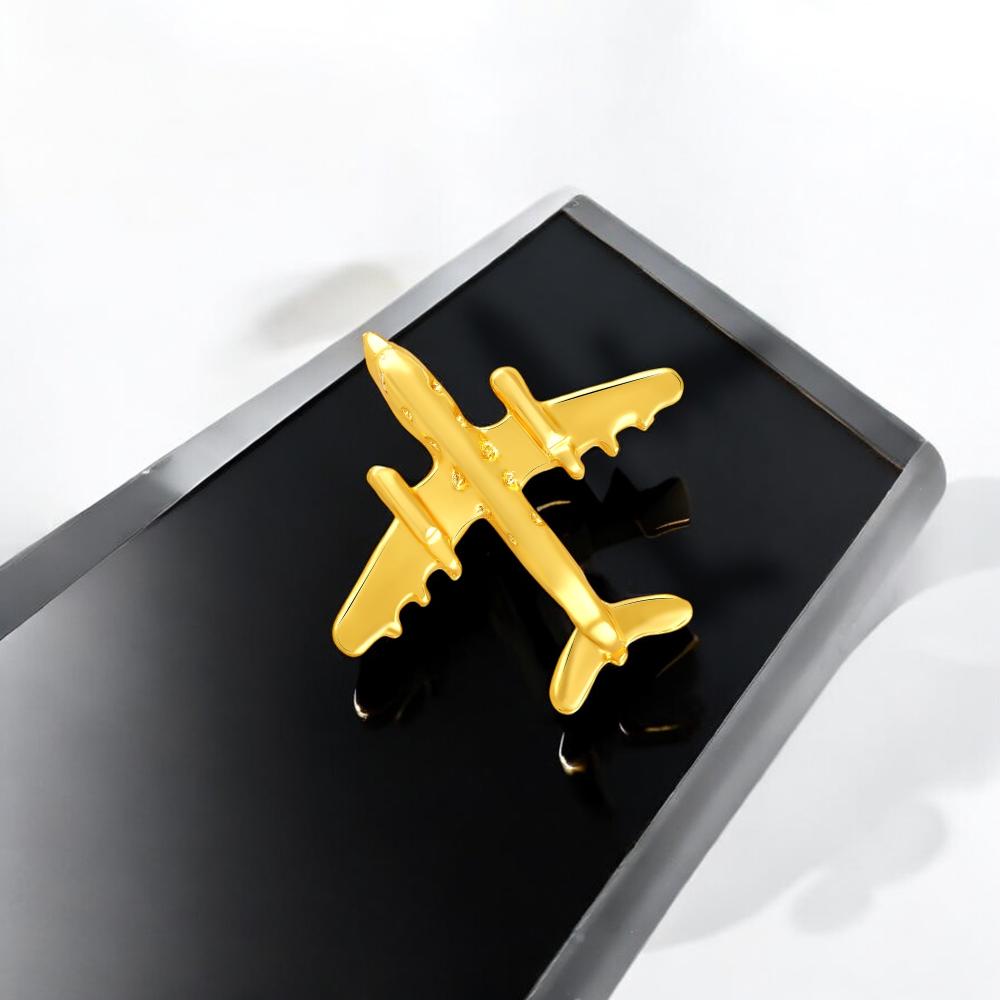 Mahi Small Aeroplane Shape Lapel Pin Brooch with Gold Plating for Men (BP1101183G)