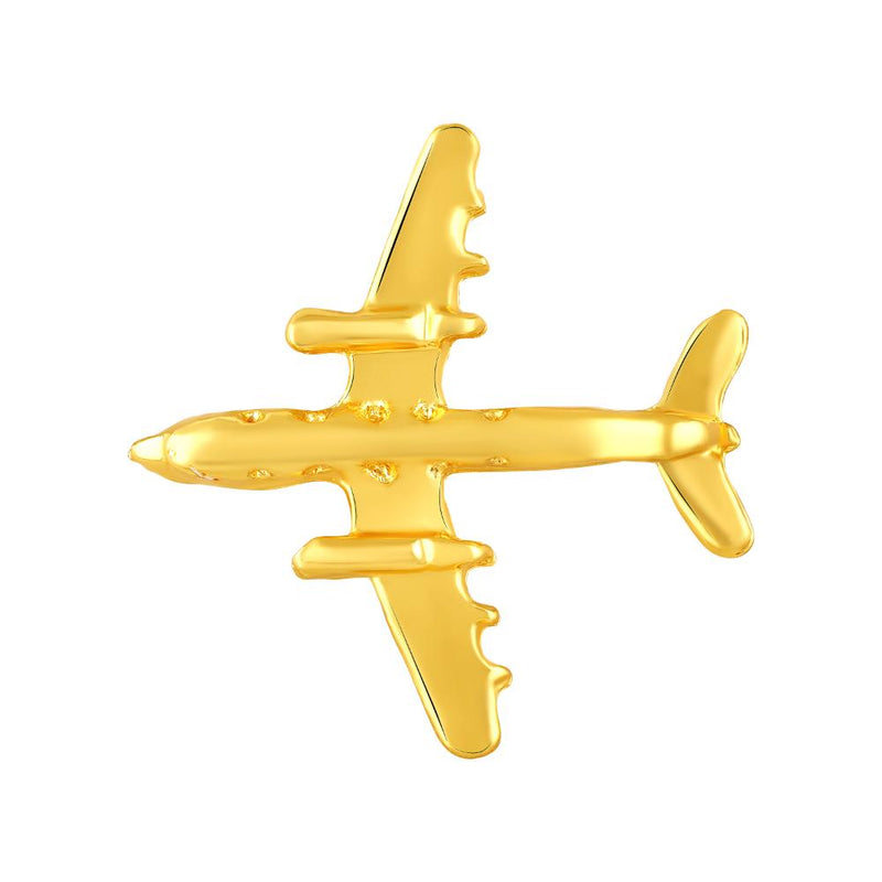 Mahi Small Aeroplane Shape Lapel Pin Brooch with Gold Plating for Men (BP1101183G)