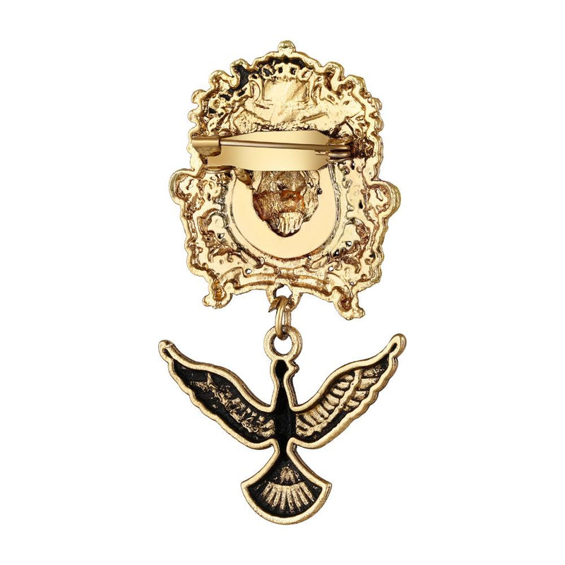 Mahi Lion Face Design & Bird Shaped Meenakari Work Wedding Brooch for Men (BP1101184G)