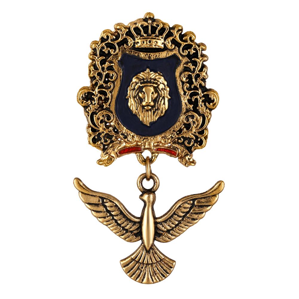 Mahi Lion Face Design & Bird Shaped Meenakari Work Wedding Brooch for Men (BP1101184G)