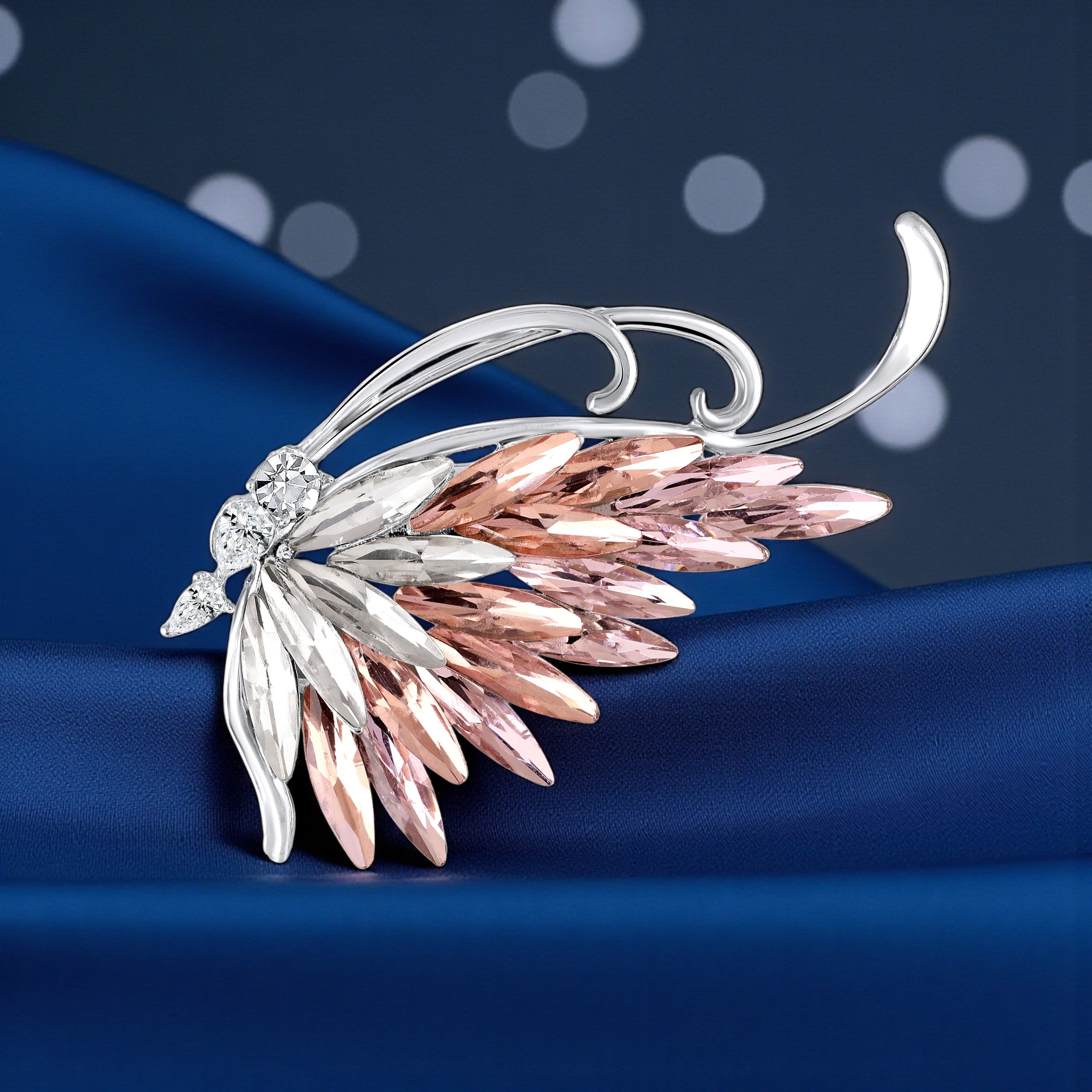 Mahi Elegant Crystal Butterfly-Wing -Shaped Brooch Corsage for Dress Suit Coat with Sparkling Rainbow Crystals for Women (BP1101240R)