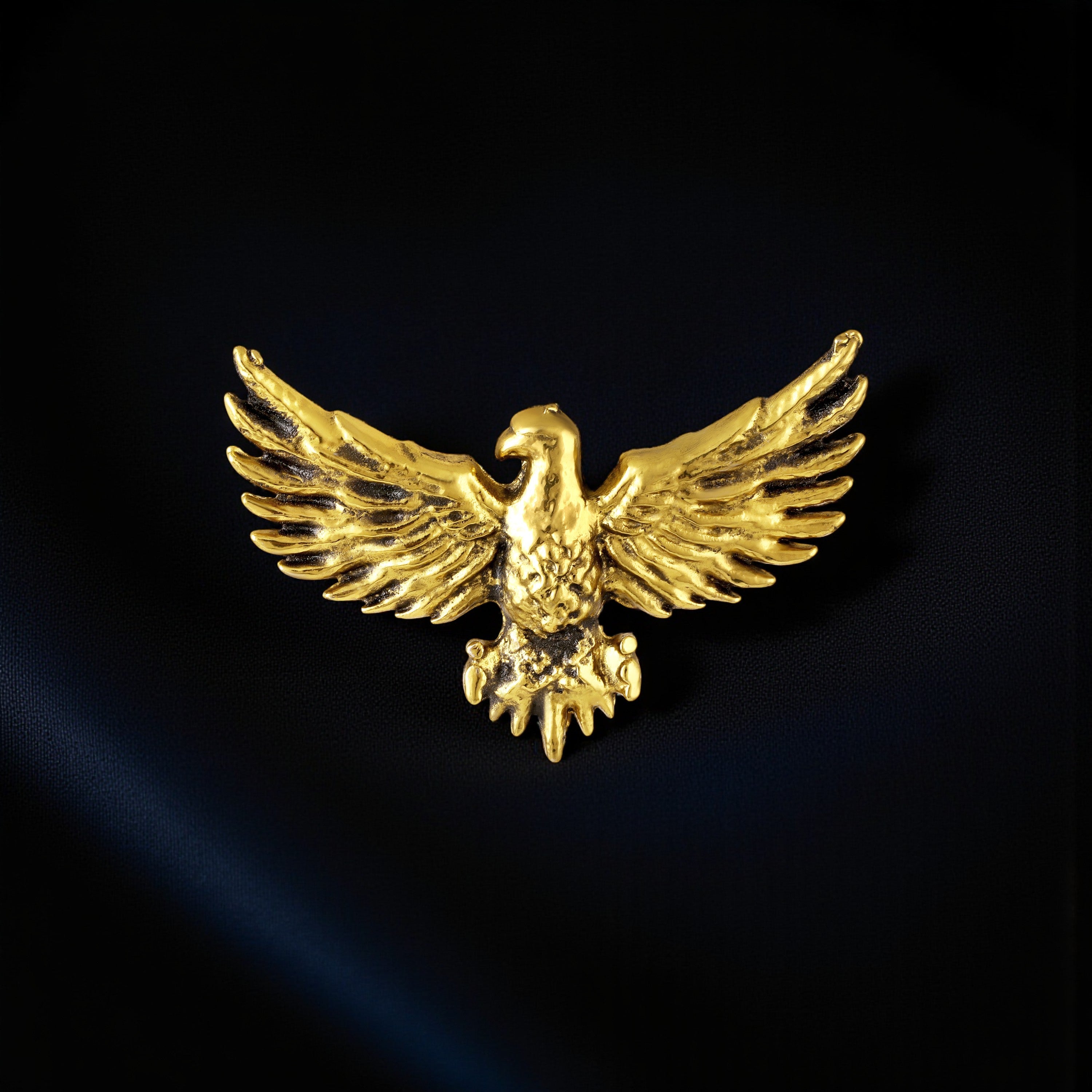 Mahi Premium Golden Eagle-Shaped Mens Brooch Lapel Pin with Gold Plating for Coat, Blazer, Jodhpuri (BP1101242G)