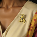 Mahi Ethnic Divine Bal Krishna Design Antique Gold-Plated Unisex Brooch Lapel for Saree, Kurta, Blazer, Sherwani & Puja Wear (BP1101246G)