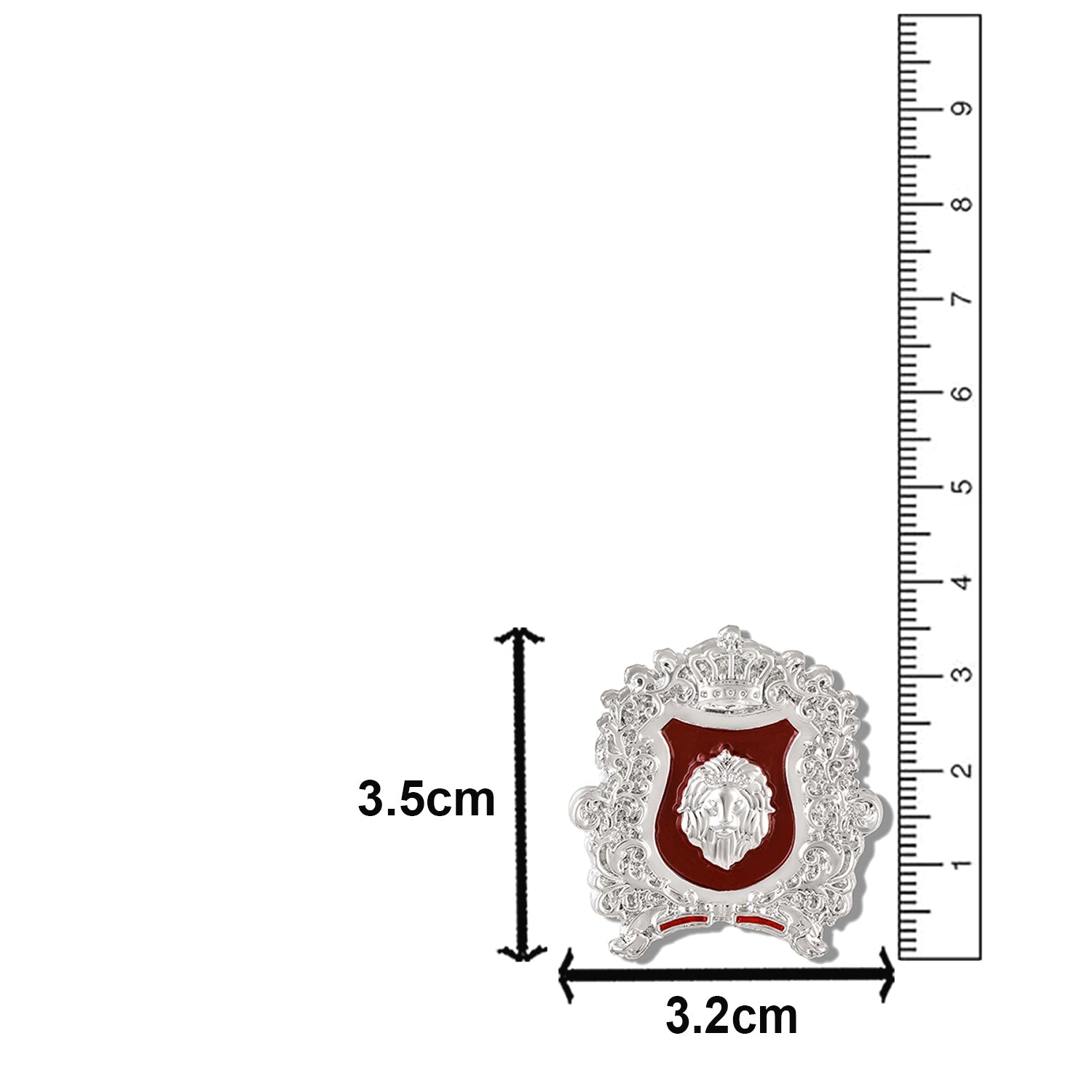 Mahi Royal Crest Lion-Head-Shaped Vintage Crown Emblem Maroon Enamel Designer Lapel Pin / Kurta Sherwani Brooch Pin for Men (BP1101250RMar)