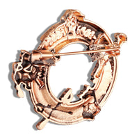 Mahi Regal Emblem Ring Brooch for Men in Rose Gold Finish with Horse & Sword Motif Sherwani / Suit Lapel Pin (BP1101251Z)