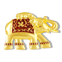 Mahi Gold Toned Royal Elephant-Shaped Unisex Wedding Brooch / Kurta Sherwani with Maroon Enamel Meenakari Work (BP1101257GMar)