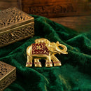 Mahi Gold Toned Royal Elephant-Shaped Unisex Wedding Brooch / Kurta Sherwani with Maroon Enamel Meenakari Work (BP1101257GMar)